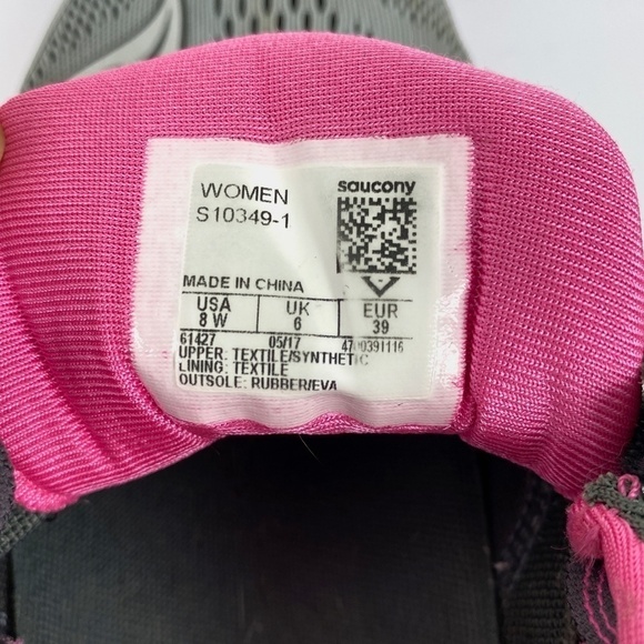 Saucony ISO Fit Hurricane Grey Pink Running Shoes - Picture 9 of 11